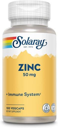 [BRSWGGLYA4BGMH35] Zinc 50mg Solaray 100 Veg Cap - Pack of 3