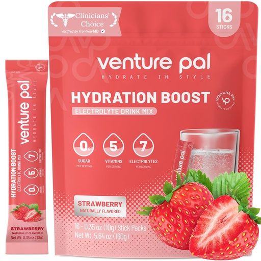 [BRSRMCA2OICWODQU] Venture Pal Sugar Free Electrolytes Powder Packets - Liquid Daily IV Hydration Packets | Instantly Hydrating & Party Recovery | 5 Vitamins & 7 Electrolytes | Certified Vegan, Keto, Non-GMO | 16 Sticks