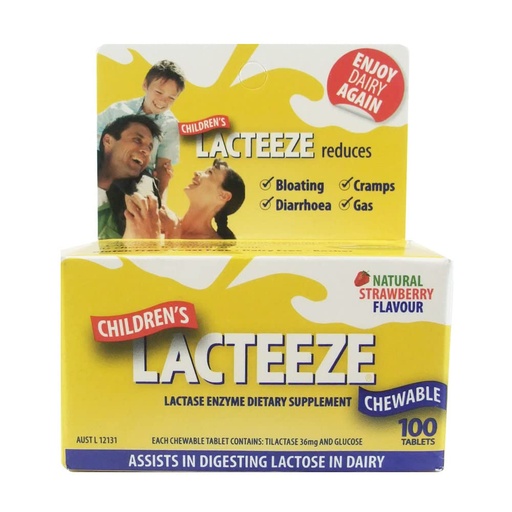 [BRSWICQEO4PAIG3E] Lacteeze Childrens 100 chewable Tablets Strawberry by Gelda Scientific
