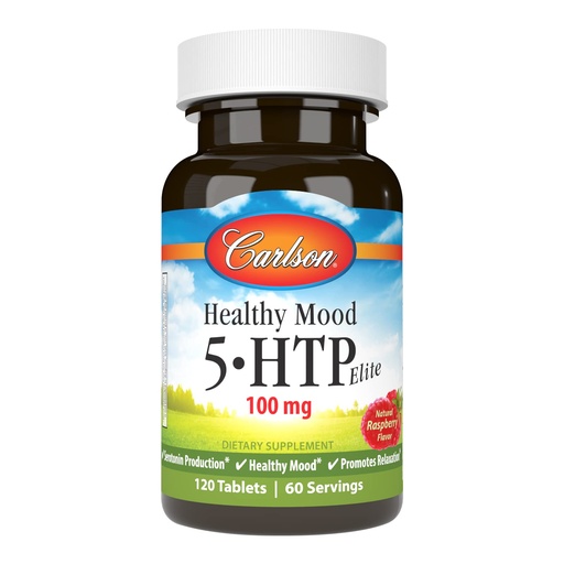 [BRSWECQ2PIIQE2D3] Carlson Healthy Mood 5-HTP Elite, 100 mg, Healthy Mood, 120 Tablets | Raspberry; Promotes Relaxation; Serotonin Production
