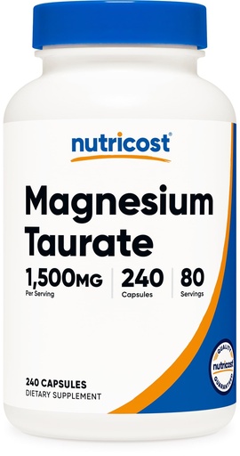 [BRSROEITBEJRE2TD] Nutricost Magnesium Taurate 1,500mg; 240 Capsules - Gluten Free, Non-GMO, Vegan, 80 Servings