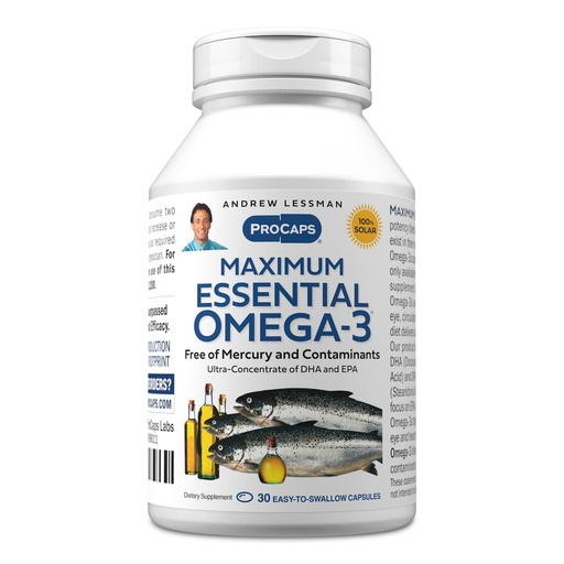 [BRSWGYILDICWE3TZ] ANDREW LESSMAN Maximum Essential Omega-3 Unflavored, 30 Softgels - Ultra-Pure Omega-3 Fish Oil 1200 mg-High DHA, No Mercury Supplement-Small, Easy to Swallow Fish Oil Capsules