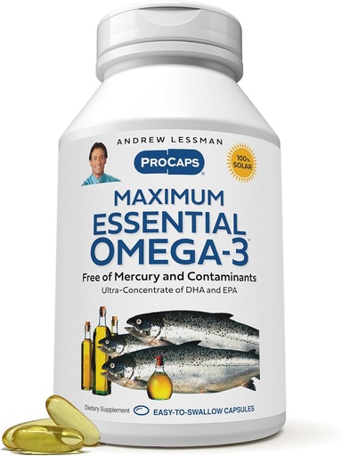 [BRSWGYILDICWE3TZ] AndREW LESSMAN Maximum Essential Omega-3 Unflavored, 30 Softgels - Ultra-Pure Omega-3 Fish Oil 1200 mg-High DHA, No Mercury supplement-Small, easy to Swallow Fish Oil Capsules