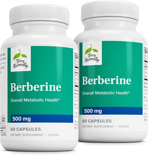 [BRSROEI2BYPB4YLP] Terry Naturally Berberine - Dietary Supplement with Berberine - Liver Health Supplement for Metabolism Support - Joint Health Support for Men & Women - 60 Capsules (Pack of 2)