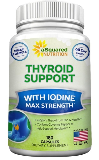 [BRSWKFQ7OQFA2E36] aSquared Nutrition Premium Thyroid Support Supplement with Iodine (180 Capsules) - Best Herbal & Vitamin Complex Pills w/ B12, Ashwagandha, Bladderwrack & Kelp - Helper for Healthy Hormone & Energy