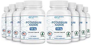 [BRSRMGDYOEPAICYU] Potassium Iodide Tablets 130 mg EXP 10/2025, Kosher Iodine Tablets, Thyroid Support – 8 Pack | 480 Tablets Total