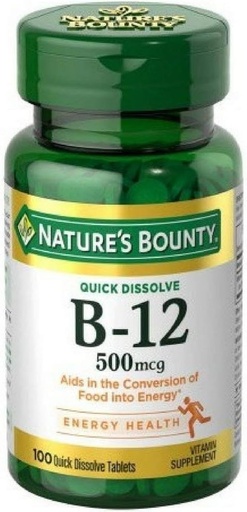 [BRSWIGYOOMNAGGD4] Nature's Bounty Vitamin B-12 500 mcg, 100 ea(Pack of 5)