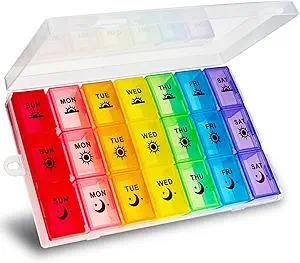 [BRSROZYEBF6GAC37] Weekly Pill Organizer 3 Times a Day, Large Pill Box 7 Day, Medicine Organizer Box, Pill Case Container, Daily Pill Organizer for Vitamins/Fish Oils.