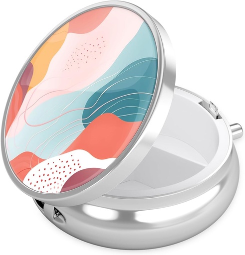 [BRSRAZIPOJ5W2YLO] Nipichsha Pill Box, Small Pill Case for Purse & Pocket, Cute Travel Medicine Organizer, Portable Medicine Container Holder to Hold Vitamins, Medication, Fish Oil & Supplement, A03-Art Style Pattern
