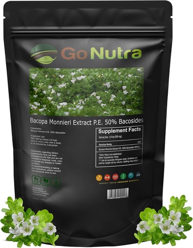 [BRSROHYKBAOWOYA6] Go Nutra Bacopa Extract Powder (Bacopa Monnieri) 50% Bacosides - Herbal Extract Brahmi Supplement (8 oz.)