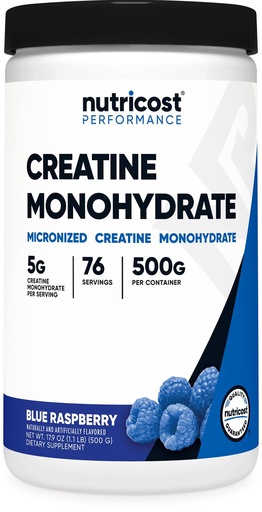 [BRSWKHYIOUCQICD7] Nutricost Creatine Monohydrate Powder (Blue Raspberry), 500 Grams (1.1 LBS)