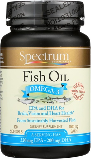 [BRSWIYYMOJ5R2C32] Spectrum Essentials Spectrum Fish Oil, 1000 mg, 100 SoftGels, From Sustainably Harvested Fish, (Pack of 2)