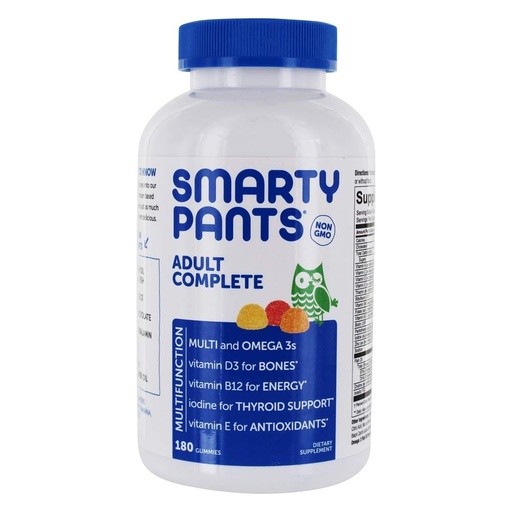 [BRSWIA33CJ5A2HA5] SmartyPants Adult Complete Daily Gummy Vitamins: Gluten gratis, multivitamínico e Omega 3 DHA / EPA aceite de peixe, Metil B12, vitamina D3, Non-GMO, conta de 180 (30 Día de subministración)