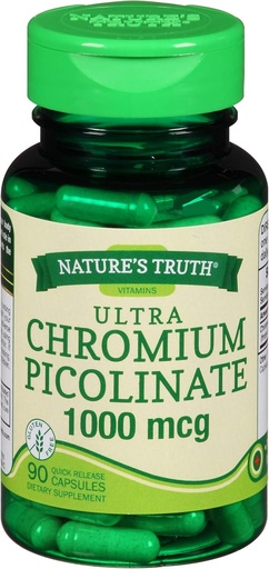 [BRSWGYI7OEIA4FDG] Nature's Truth Ultra Chromium Picolinate 1000 mcg Quick Release Capsules - 90 ct, Pack of 2
