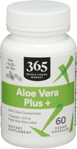 [BRSWGZQBOQFBMDLP] 365 elikagai-merkatu osoaren arabera, Aloe Vera Plus +, 60 kondea