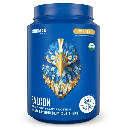 [BRSW2CACB4FAA3L2] BIRDMAN Falcon Vegan Protein Powder Organic, Stevia & Sugar Free, Plant Based Protein, Low Carb, Dairy Free, Keto, Non Whey Protein, Probiotic, Pea Protein | Vanilla Flavor - 37 Servings - 2.64lb