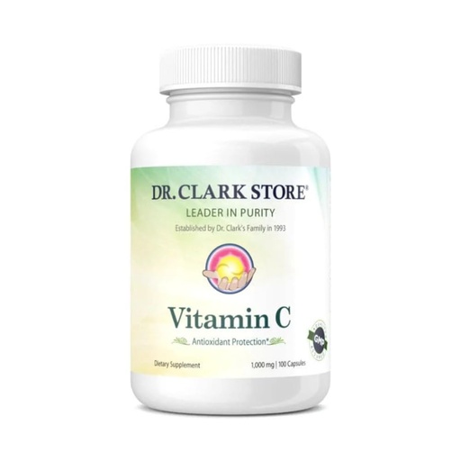 [BRSWIZQ2BQOR2DY3] Dr Clark Vitamin C Supplement 1000mg - Gluten Free, Immunity Support, Potent antioxidant, Supports Brain Function, Promotes Tissue Formation and Repair, 100 Gelatin Capsules