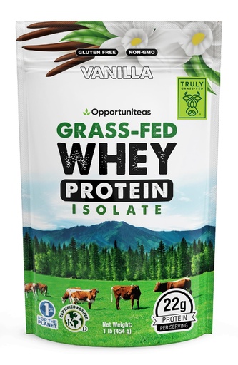 [BRSW2ZT3CF5AIGY6] Opportuniteas Grass Fed Vanilla Whey Isolate Protein Powder – 22g Protein, Heavy-Metal Tested, Organic Cane Sugar & Organic Vanilla Flavor, Non-GMO, Hormone-Free, Sourced from Ireland, 1lb