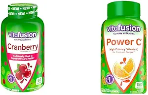 [BRSRAY33PIDW2YAY] Vitafusion Cranberry Gummies for Women, 500mg per Serving, 60ct Power C Vitamin C Gummies, Orange Flavored, 282mg Vitamin C, 150 Count