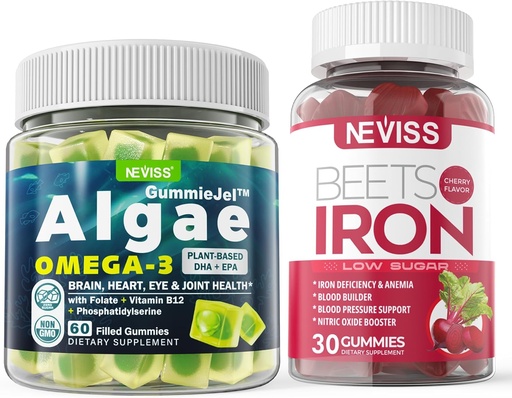 [BRSRAY33OQHWO3LB] Vegan Omega 3 Gummies 1000mg+Iron Supplement 12.5mg