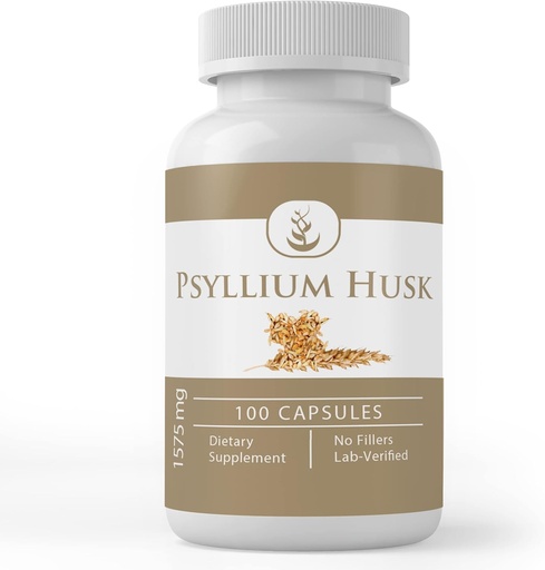 [BRSWGFL2BB4G2EIZ] Pure Original Zutaten Psyllium Husk Kapseln (100 Kapseln) Faserpulver-Ergänzung, keine Additive oder Füllstoffe, Lab Verifiziert
