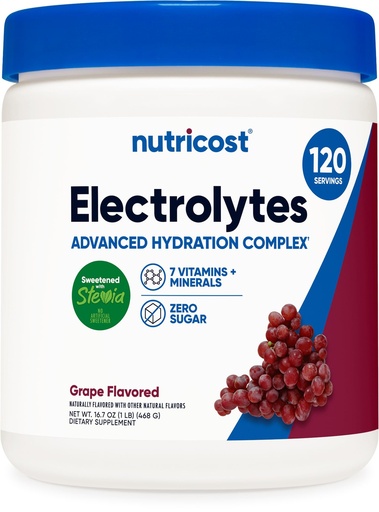 [BRSRAZYHOZ7RYF3L] Nutricost Electrolyte Complex Powder (120 Servings, Grape) - Hydration Supplement Drink Mix with Vitamins and Minerals