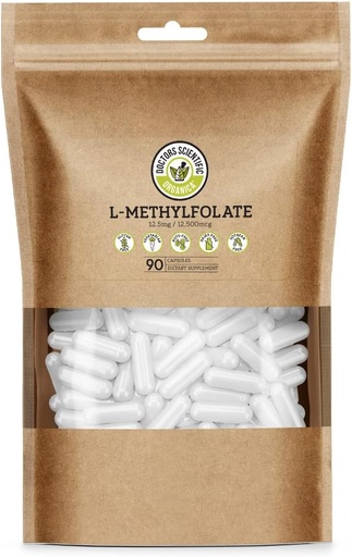 [BRSWGHYTAV7B4HTK] DSO L Methylfolate 12.5mg (5 MTHF Supplement) - 90 Vegan Capsules (12.5 mg) - Active L Methyl Folate Supplement for Homocysteine Control - Folic Acid Vitamin - Eco-Friendly Packaging