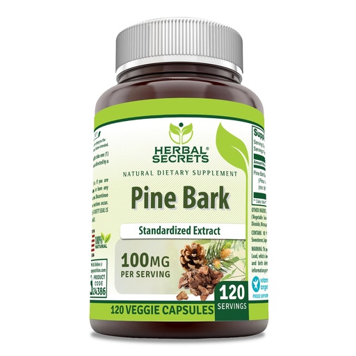 [BRSRO2QYCMPAOFDZ] Herbal Secrets Pine Bark Extract Supplement | 100 Mg per Serving | 120 Veggie Capsules | Non-GMO | Gluten-Free | Made in USA