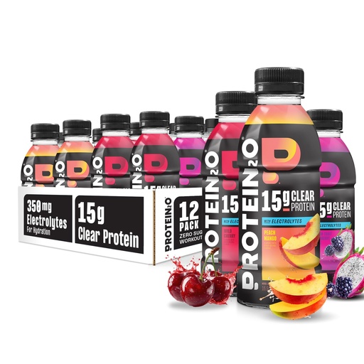 [BRSWGEALCQBQ23DV] Protein2o Hydration Drink - 2-in-1 Liquid Clear Whey Protein Isolate and Electrolyte Drink - 15g Protein, Vitamins B5, B6 - Post-Workout Recovery - 16.9 Fl Oz - 12 Count Flavor Fusion Variety Pack