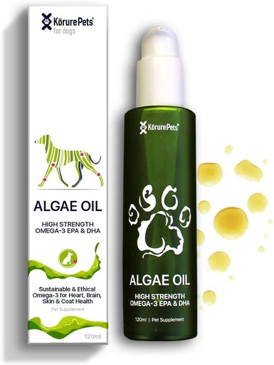 [BRSRMCYYDEPAGGQZ] Omega 3 Cho Chó, Da và Coat Phụ cho Chó, Algae Oil, Thay thế dầu cá cho Chó, Alergy và Dog Itch, bổ sung chó chống chăn, Chó Da khô, từ New Zealand 120ml