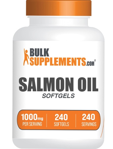 [BRSRM2YBCF6BQADV] BulkSupplements.com Salmon Oil Softgels - Omega 3 Supplement, Wild Alaskan Salmon Oil Supplements - 1000mg, Gluten Free, 1 Softgel per Serving, 240 Count (Pack of 1)
