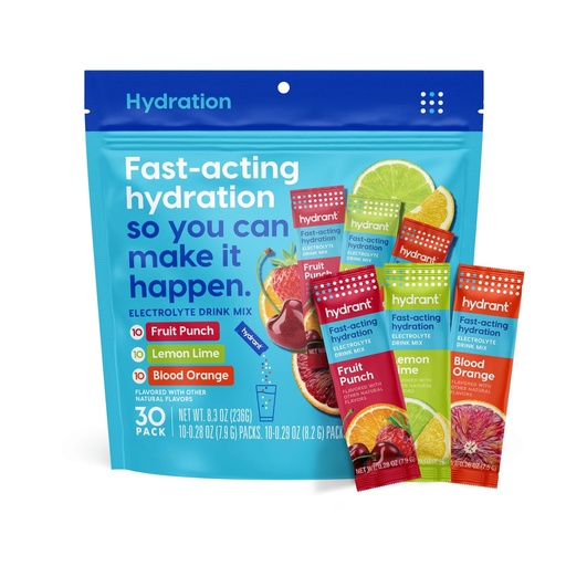 [BRSWGAL7O4HR6AD6] Hydrant - Hydration Powder Variety Pack, 30 Individual Instant Electrolyte Rehydration Packets - Low Sugar Drink Mix for Daily Use, Travel & Workouts