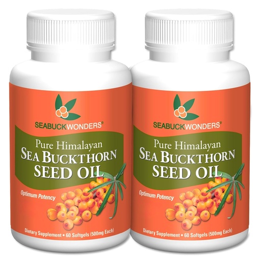 [BRSRAZYTA4BAODL3] Organic Sea Buckthorn Seed Oil, 120 Softgels | 60 Day Supply, with Omega 3, 6 & 9, Supports Hair, Skin & Nail Health, 100% Pure with Zero Filler Oil