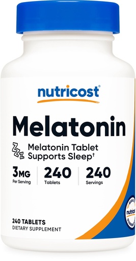 [BRSW2ZQNDEGQOAIZ] Nutricost Melatonin 3mg, 240 Tablets - 3mg Per Serving, Non-GMO, Gluten Free