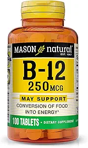 [BRSW2FI5DFYWA335] MASON NATURAL Vitamin B12 500 mcg with Calcium, Supports Energy & Nerve Health, 100 Tablets, Pack of 3