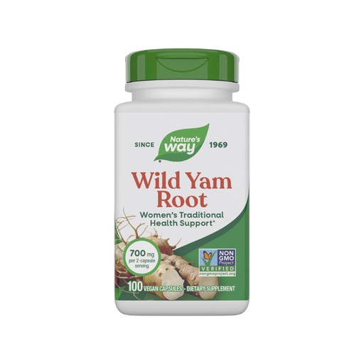 [BRSWIYTQAYIRQADU] Nature's Way Wild Yam Root Capsules, Women's Traditional Health Support*, 700 mg per 2-Capsule Serving, Non-GMO Project Verified, 100 Vegan Capsules (Packaging May Vary)
