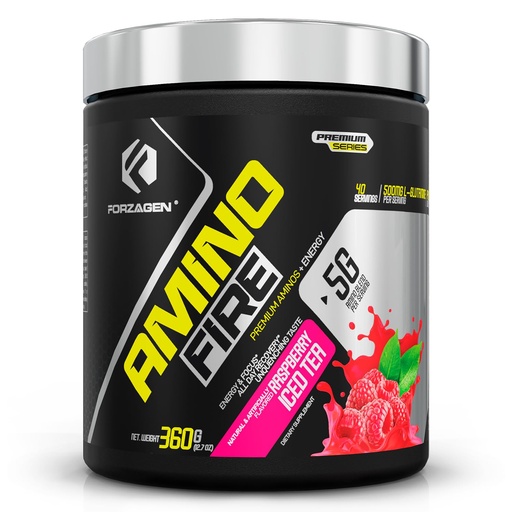 [BRSWGGL5CECQYGQV] Forzagen Amino Fire | Essential Amino Energy Powder for Pre-Workout | BCAA Energy Boost & Muscle Recovery Drink Mix, Enhance Focus & Concentration, Dietary Supplement | Raspberry Ice Tea, 40 Servings