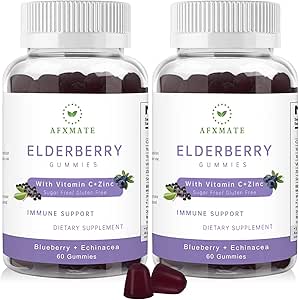 [BRSW22QCCQMGC33A] Sambucus Elderberry Gummies, Black Elderberry Gummy with Zinc and Vitamin C for Adults, Sugar Free Kids Multivitamin Gummies Immune Support* Supplement (2 Pack)