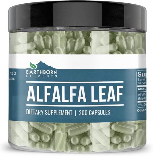 [BRSWYAL2AQCROYLG] Earthborn Elements Alfalfa Leaf 200 Capsules, Pure & Onverdund, Geen Additieven