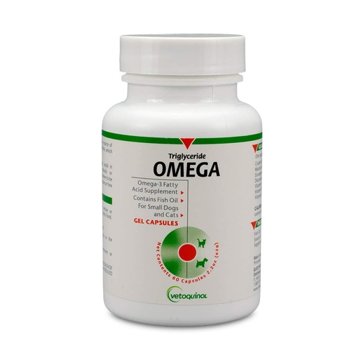[BRSWIZQLAYMGGYDC] Vetoquinol Triglyceride Omega 3 Supplement for Dogs and Cats, Fish Oil Supplement with EPA and DHA, Promotes Skin, Coat, Joint, and Immune Health, Omega 3 Fish Oil for Dogs and Cats up to 30lbs, 60ct