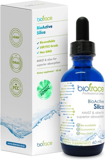 [BRSROCYTDEAQ2GT5] Biotrace BioActive Silica Drops ... Liquid Mineral Concentration for Healthy Hair, Skin, Nails and Collagen Production ... auttaa hallitsemaan kalsiumin, nivelten ja luun toimintaa...