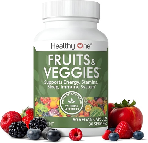 [BRSWKHQRPMGR2G3O] Healthy One Fruits & Veggies - 27 Balanced Whole Foods of Nature - Vitamins - Minerals - Antioxidants - Detox - Vegetables - Kale - Broccoli - Spinach - Beets - Raspberries - Multivitamin - 30 Serving