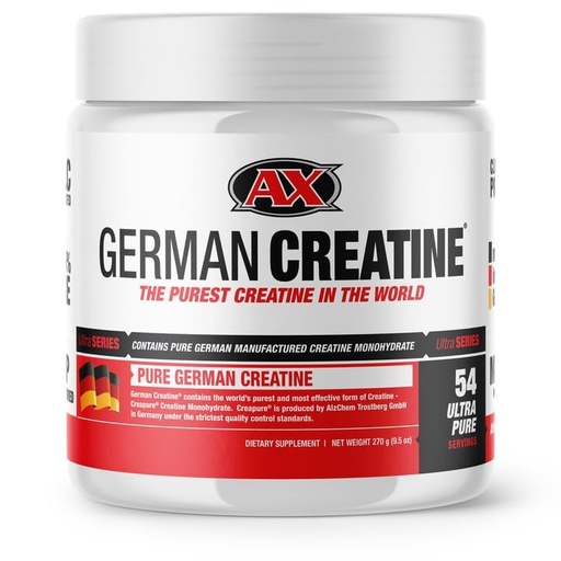 [BRSWGAL2DEFA2AL3] German Creatine - Micronized Creatine Monohydrate Powder, 99.99% Pure Creapure for Muscle Growth, Strength & Performance, Supports Muscle Recovery, 3rd Party Tested, Unflavored - 270g (54 Servings)