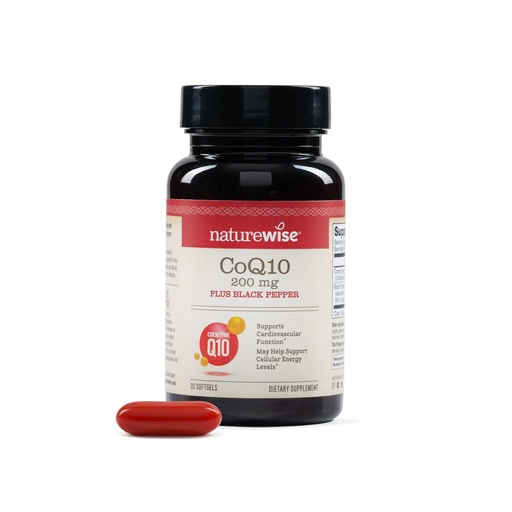 [BRSRAZ34PIBQMCD5] NatureWise CoQ10 200mg + Black Pepper Softgels - High Absorption Coenzyme Q10 + Black Pepper - Antioxidant for Heart Health + Cellular Energy - Vegan, Non-GMO, Gluten-Free - 30 Count[30-Day Supply]