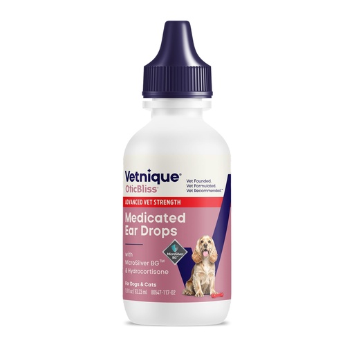[BRSROZLQPIFBO2TG] Vetnique Oticbliss Cat & Dog Ear Infection Treatment | Dog Ear Allergy Relief Drops, MicroSilver Yeast Infection Treatment for Dogs, Hydrocortisone for Itching, Redness Swelling (Ear Infection Drops)