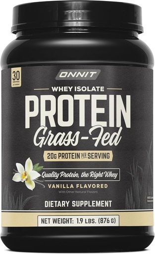 [BRSWG2Q6AQIQE2DZ] ONNIT 잔디 Fed Whey Isolate 단백질 분말, 바닐라 맛, Whey Protein Powder Dietary Supplement 지원 근육 이익과 운동 회복, Tub 당 30의 서빙, 30.7 oz