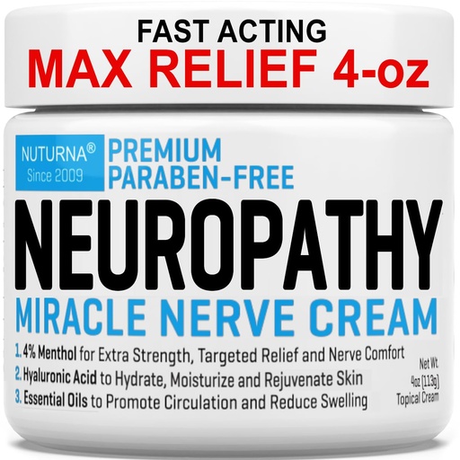 [BRSWYBDRCQJQOALP] Neuropathy Nerve Relief Cream - Premium Nerve Cream 3X Action for Targeted Relief and Soothing Nerve Comfort - Maximum Strength with 4% Menthol Arnica MSM for Feet Hands Legs Toes & Back - Large 4 Oz