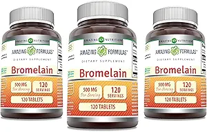 [BRSWGYI7O4NWGCI7] Amazing Formulas Bromelain 500 Mg Tablets Supplement | Non-GMO | Gluten Free | Made in USA (120 Count | 3 Pack)