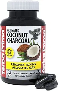 [BRSWGHAZDMHWOHYU] Yerba Prima Activated Coconut Charcoal, 60 Capsules - Natural Detox - Vegetarian, Vegan, Gluten Free, Non GMO