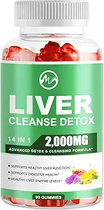 [BRSRAYARC4CBOCYV] Liver Cleanse Detox & Repair Gummies, Sugar Free Liver Health Support Supplement with 2000mg Milk Thistle, Glutathion, Dandelion, Alpha Lipoic Acid, Artichoke and other Herbs, 1 Pack, Raspberry Flavor